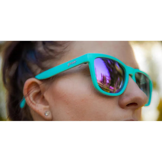 Goodr Fitness Sunglasses -  Electric Dinotopia Carnival
