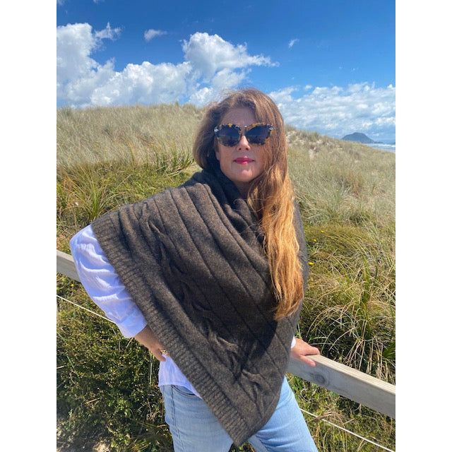 Possum + Merino Cable Poncho - 5 Colours