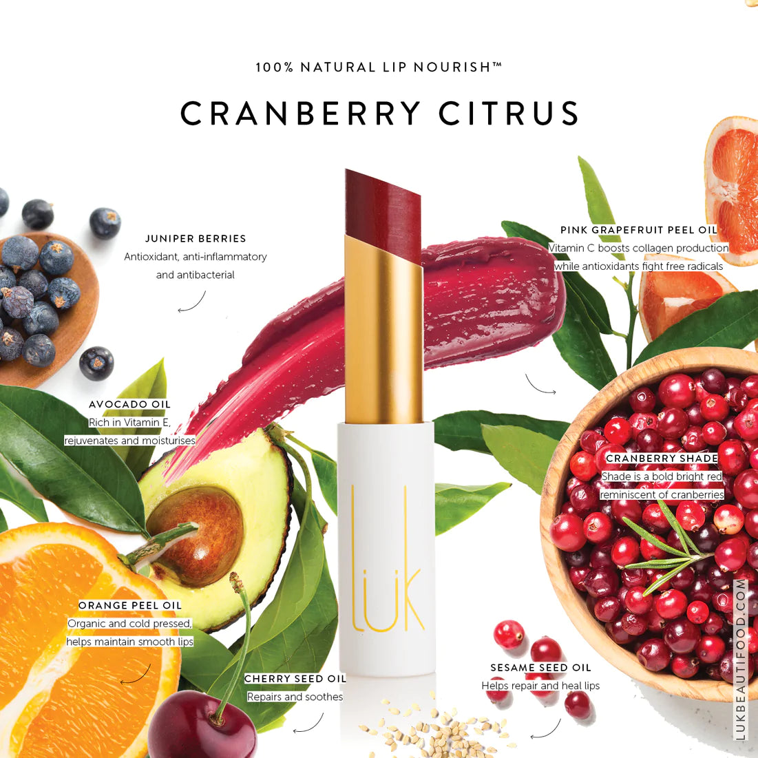 Luk Beautifood Lip Nourish Cranberry Citrus 3g