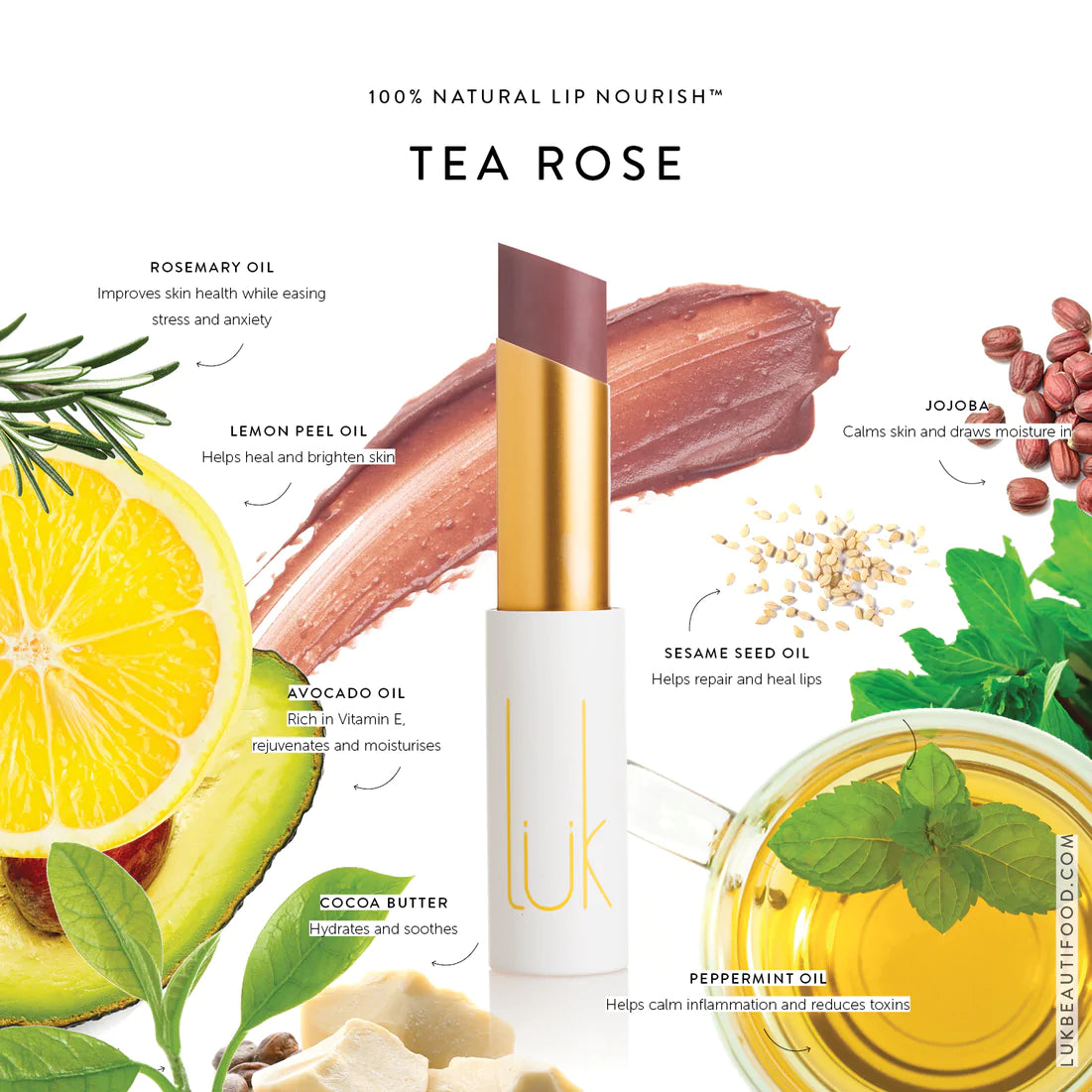 Luk Beautifood Lip Nourish Tea Rose 3g